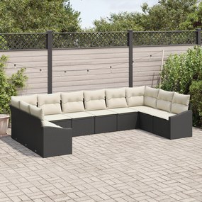 Conjunto de Jantar para Jardim com 10 Peças e Almofadas em Rattan Pret