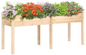 Floreira elevada com separador e 8 orifícios de drenagem para vegetais e flores para jardim ou terraço 184 x 58 x 77 cm Natural