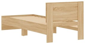 Estrutura de cama c/ cabeceira deriv. madeira carvalho sonoma