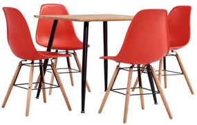 vidaXL 5 pcs conjunto de jantar plástico vermelho