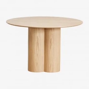 Mesa De Jantar Redonda Ø120 Cm Em Chapa E Mdf Athena Folheado A Freixo - Sklum