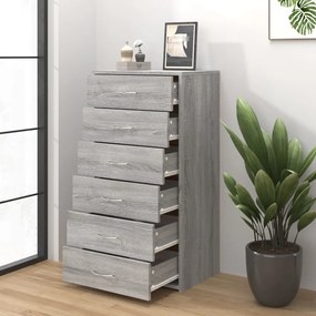Aparador c/ 6 gavetas 50x34x96cm derivados madeira cinza sonoma