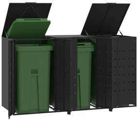 vidaXL Abrigo para 3 caixotes do lixo 207x79x117 cm aço preto