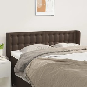 vidaXL Cabeceira cama c/ abas couro artificial 147x16x78/88cm castanho