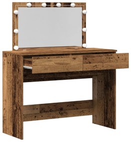 Mesa de Maquiagem com LED Madeira Velha 100x40x120 cm