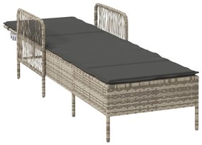 Espreguiçadeira Cinza claro Rattan PE 157 x 55 x 92 cm Dobrável