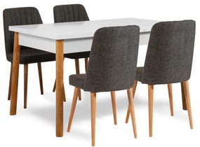 Conjunto Mesa e Cadeiras Costa – Pinho Atlântico, Branco e Antracite –