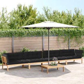 vidaXL 5 pcs móveis de paletes p/ jardim com almofadões acácia maciça