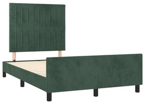 Estrutura de cama c/ cabeceira 120x200 cm veludo verde-escuro