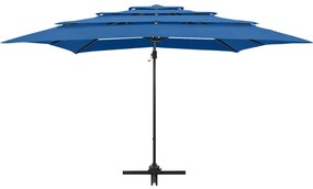 Guarda-sol 4 camadas com poste alumínio 250x250 cm azul ciano