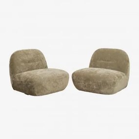 Pack De 2 Poltronas Giratórias Em Chenille Sernin Chenille Verde Sálvia - Sklum