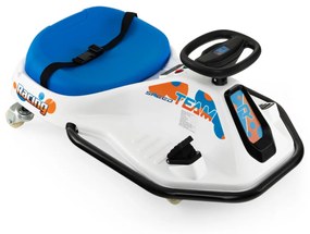 Carro Kart Elétrico de 24 V para Crianças com Viragem de 360°, Rádio USB e Sem Fios para Crianças a partir dos 3 Anos Branco + azul