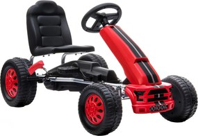 AIYAPLAY Go-Kart para Crianças +3 Anos com Assento Ajustável, Volante, Travão de Mão, Estrutura em Alumínio e Aço, até 30 kg, Vermelho | Aosom Portugal