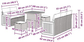 Conjunto de Sofá de Jardim vidaXL de 8 Peças com Almofadas Bege Rattan