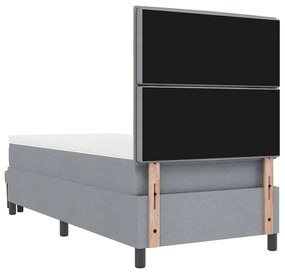 Cama Box Spring com Colchão &amp; Banco Cinzento-Claro 90x200 cm Tecido