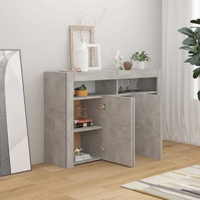 Aparador com luzes LED 115,5x30x75 cm cinzento cimento