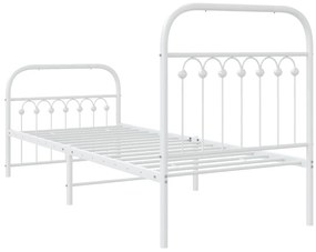 Estrutura de cama com cabeceira e pés 75x190 cm metal branco