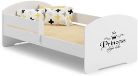 Cama infantil arte princesa LUK 160x80 branca com grades - colchão e estrado incluído