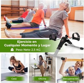 Mini bicicleta de exercício dobrável com resistência ajustável para pernas e braços Máquina de exercício com pedal para escritório em casa Preto