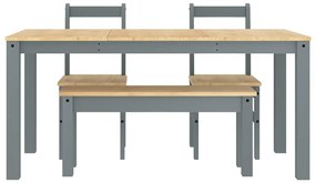 4 pcs conjunto de jantar Panama madeira pinho maciça cinzento