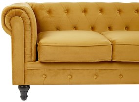 Sofá de 3 lugares em veludo amarelo mostarda CHESTERFIELD Beliani