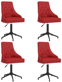 vidaXL Cadeiras de jantar giratórias 4 pcs veludo vermelho tinto