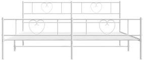 Estrutura de cama com cabeceira e pés 183x213 cm metal branco