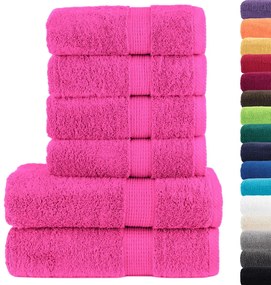 6pcs Conjunto toalhas banho premium SOLUND 600 gsm rosa
