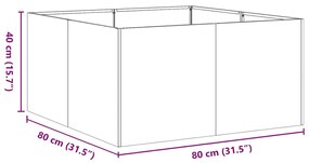 Vaso/floreira 80x80x40 cm aço laminado a frio branco