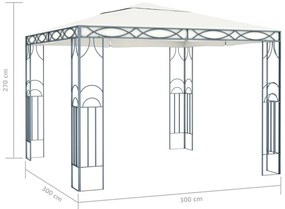 Gazebo com cordões de luzes LED 300x300 cm cor creme