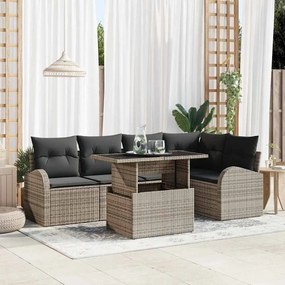vidaXL Conjunto de Sofá de Jardim com 6 Peças em Cinza Vime