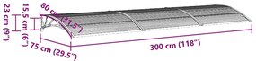 Toldo p/ porta 300x75 cm policarbonato cinzento