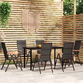 vidaXL 7 pcs conjunto de jantar para jardim preto
