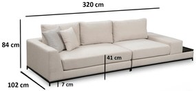 Sofá de 4 Lugares Line – Bege – 320 x 102 x 84 cm