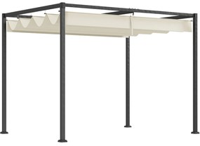 Outsunny Pérgola 298x213x221 cm Pérgola de Jardim com Teto Retrátil de Poliéster com Revestimento Creme