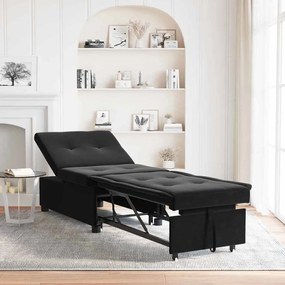 Sofá Cama 3 em 1 Retrátil Veludo Preto
