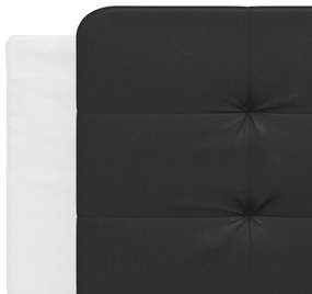 Cama com colchão 200x200 cm couro artificial preto e branco