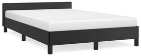 Estrutura de cama c/ cabeceira 120x190cm couro artificial preto