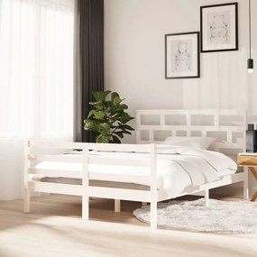 Estrutura de cama 140x200 cm madeira de pinho maciça branco