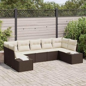 vidaXL Conjunto de Sofá de Jardim de 7 Peças com Almofadas Castanhas Vime Poliéster