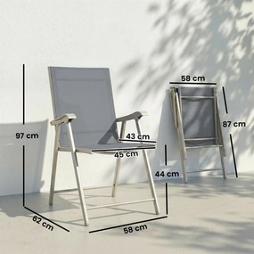 Conjunto de 4 Cadeiras de Campismo Dobráveis Cadeiras de Jardim com Tecido Textilene Respirável 58x62x97 cm Cinza Claro