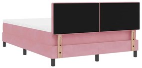 Cama Box com Colchão e LED Rosa 140x200 cm Veludo