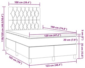 Cama box spring colchão/LED 120x190cm tecido cinza-acastanhado