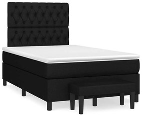 Cama boxspring com colchão 120x190 cm tecido preto