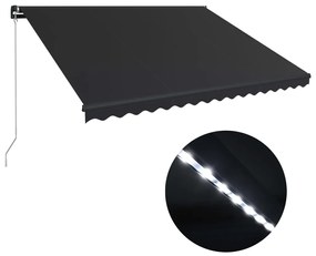 Toldo retrátil manual com LED 400x300 cm antracite