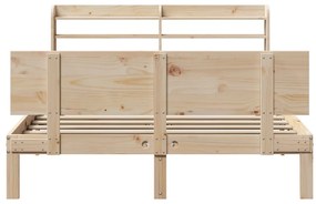 Estrutura de cama com cabeceira 160x200 cm pinho maciço