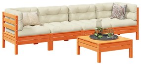 5pcs conj. sofás jardim + almofadões pinho maciço castanho-mel