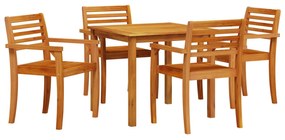vidaXL Conjunto de Jantar para Jardim 5 pcs Castanho