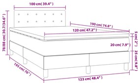 Cama boxspring com colchão 120x190 cm tecido cinzento-claro