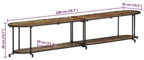 Móvel de TV 200x42x40 cm madeira recuperada maciça
